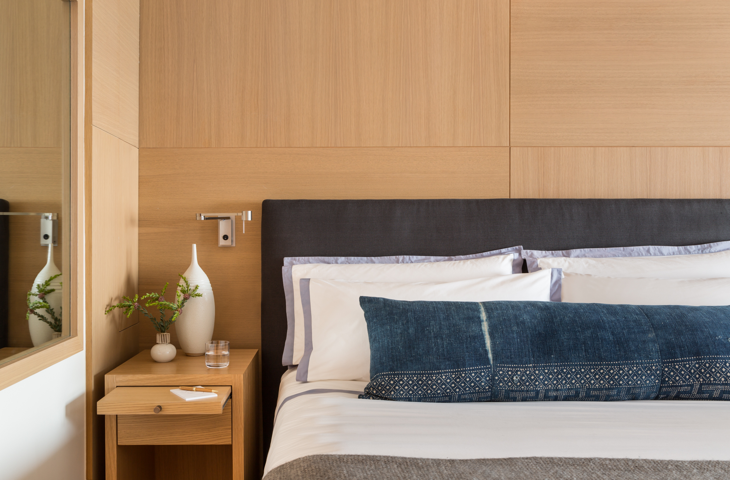 bed with side table