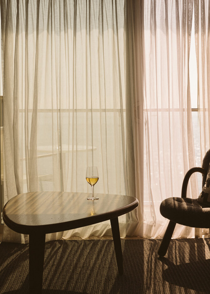 wine glass on table