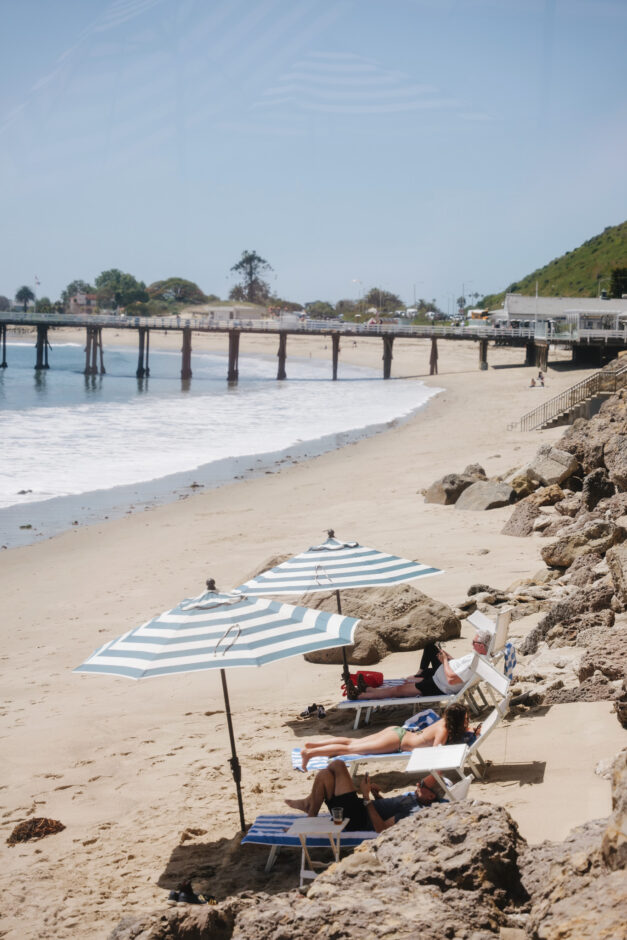 beach chairs and umbrellas