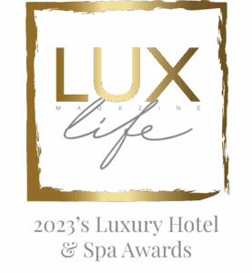 LUXlife 2023 Luxury Hotel & Spa Awards badge. Celebrating exceptional excellence in hospitality and wellness.